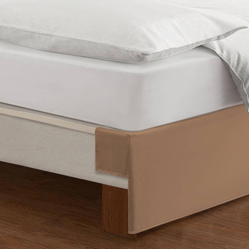 King Size Brown Polyester Bed Skirt with Split Corners