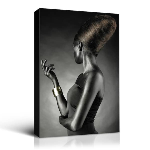 Unbranded Glamorous Black Series Gray Line Unframed Watercolor Portrait Canvas People Wall Art Print 24 in. x 18 in.