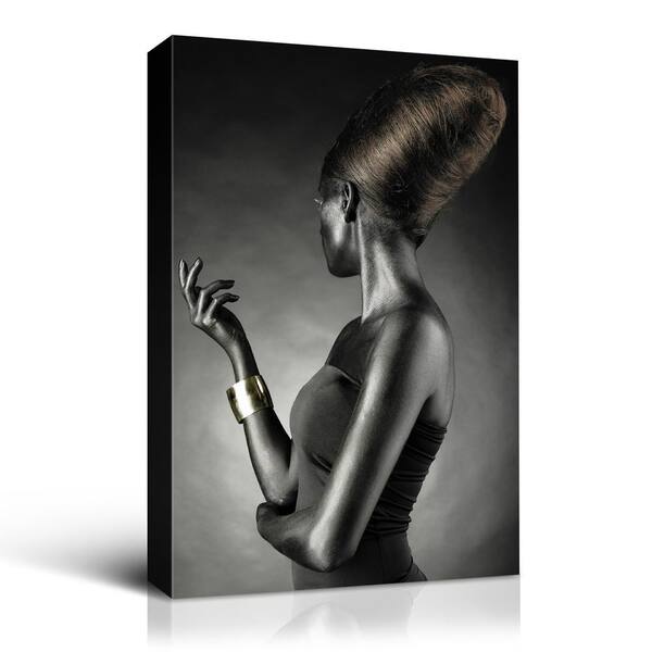 Unbranded Glamorous Black Series Gray Line Unframed Watercolor Portrait Canvas People Wall Art Print 48 in. x 36 in.