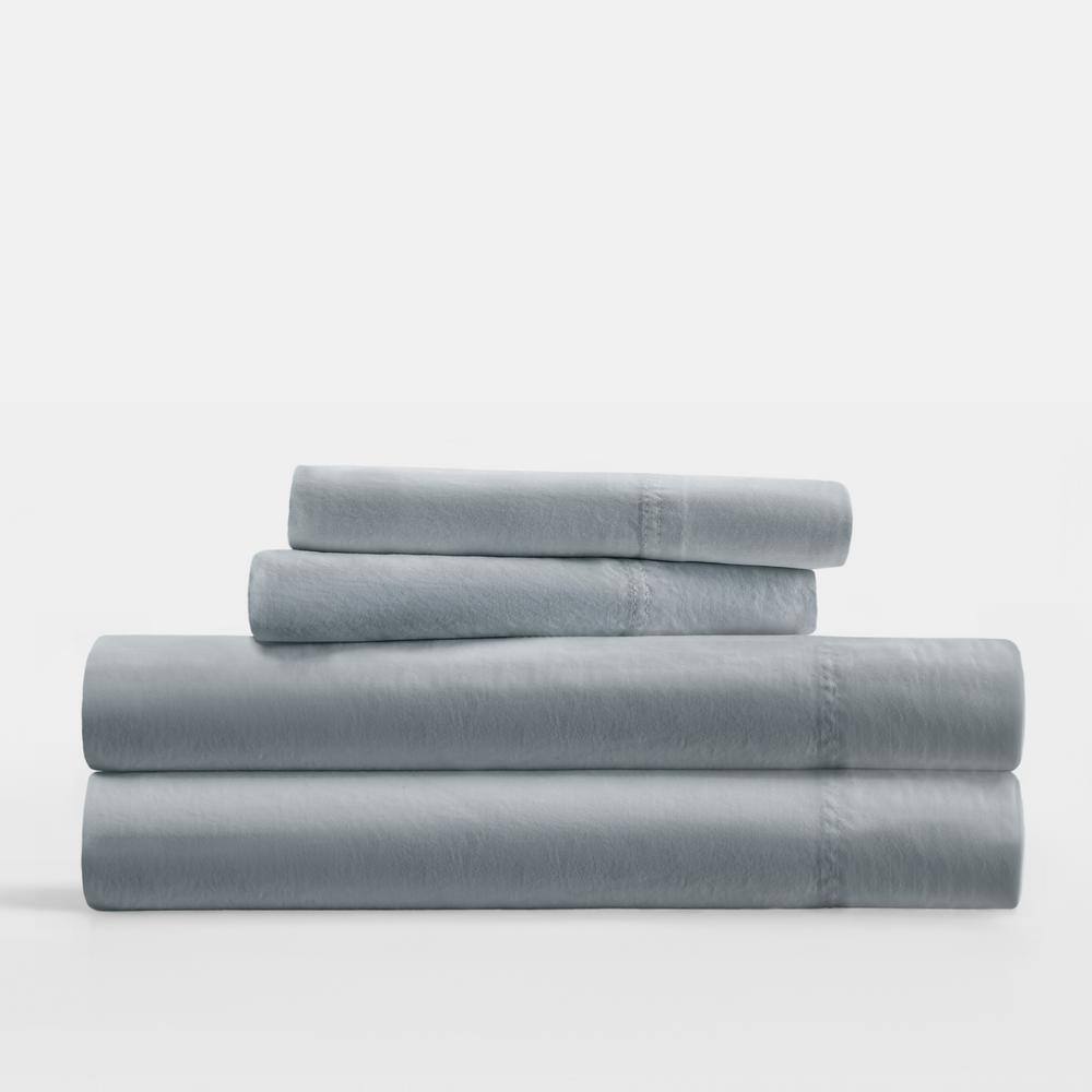Twin Blue Solid Cotton Pillow Cover Set of Three