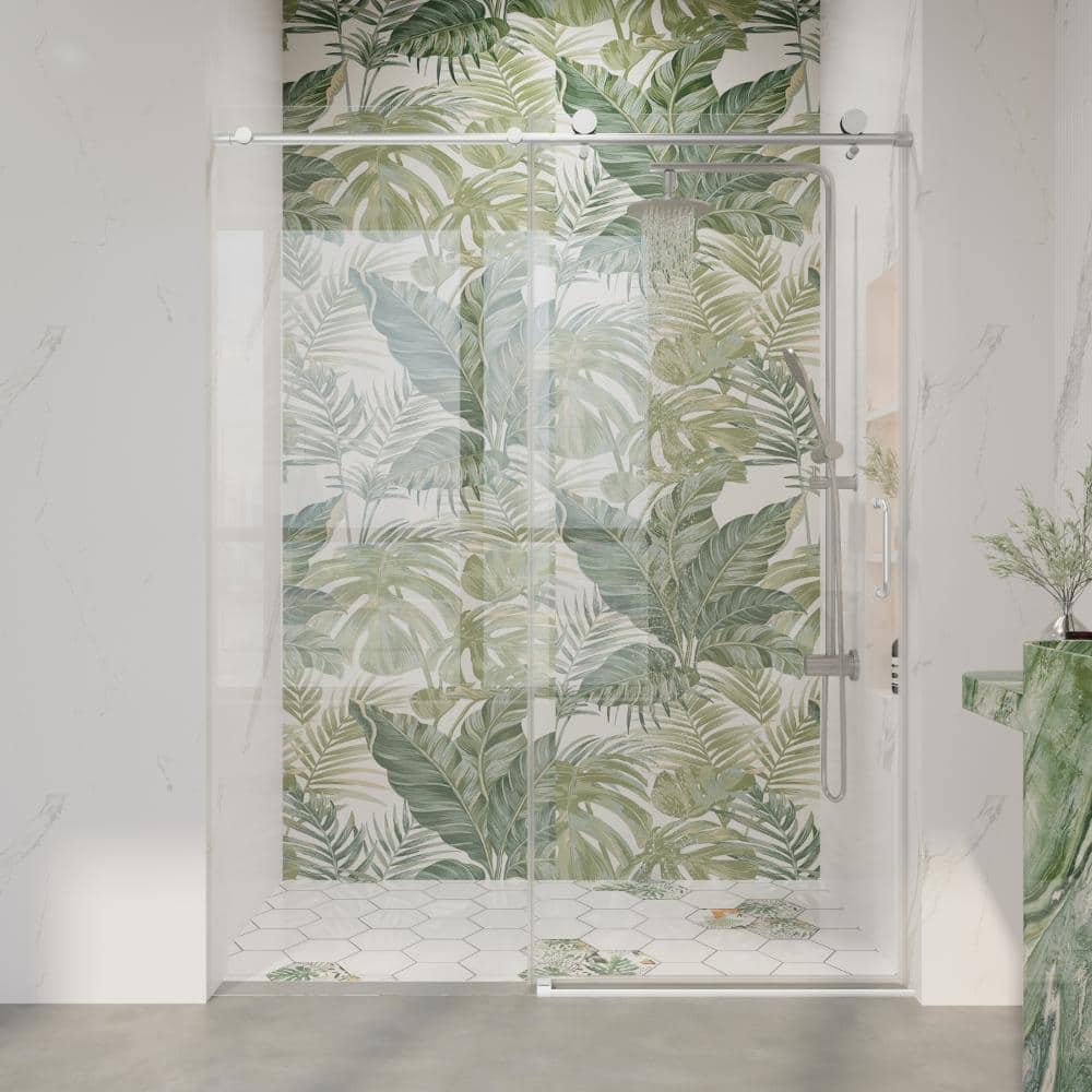 "60 in. W x 76 in. H Sliding Frameless Shower Door in Chrome with 1/4"" (6mm) ANSI Clear Tempered Glass" price history on PriceWatchPro