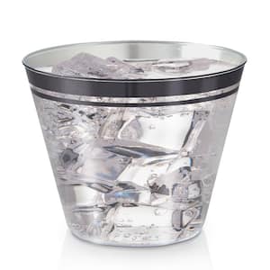 9 oz. 2 Line Black Rim Clear Disposable Plastic Cups, Party, Cold Drinks, (110/Pack)