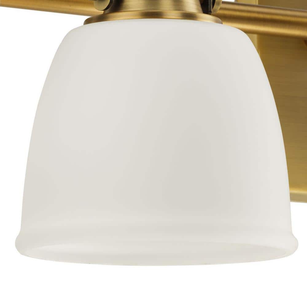 Vintage Brass 4-Light Vanity Fixture with Opal Glass Shades