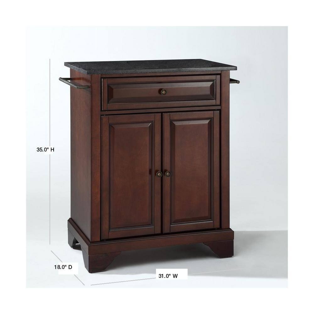 Vintage Mahogany Kitchen Island with Solid Granite Top