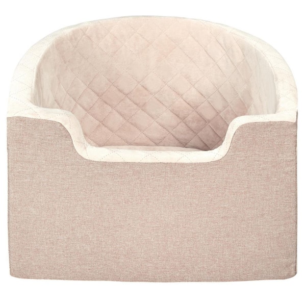 Dog Car Seat, Waterproof Dog Booster Seat for Car with Pocket, Clip-On Safety Leash and Sponge Filling Brown 2025 update