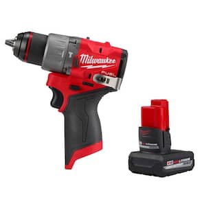 M12 FUEL 12-Volt Lithium-Ion Brushless Cordless 1/2 in. Hammer Drill with High Output 5Ah Battery