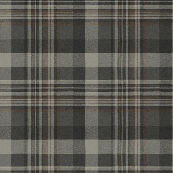 Chesapeake 10 in. W x 13 in. L Black Charcoal Dutton Plaid Wallpaper Sample