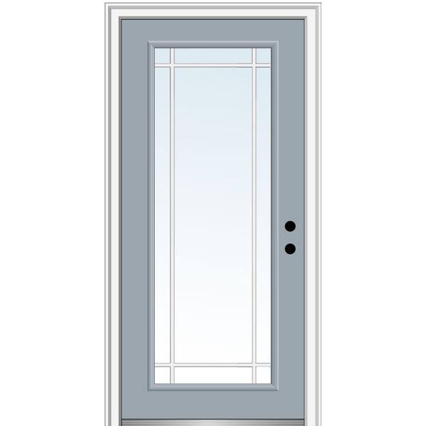 MMI Door 32 in. x 80 in. Prairie Internal Muntins Left-Hand Inswing Full Lite Clear Painted Steel Prehung Front Door