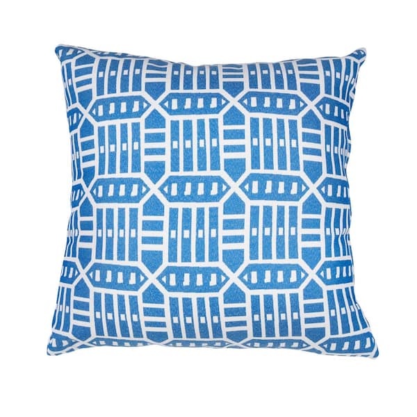 Astella Roland Blue Square Outdoor Accent Lounge Throw Pillow