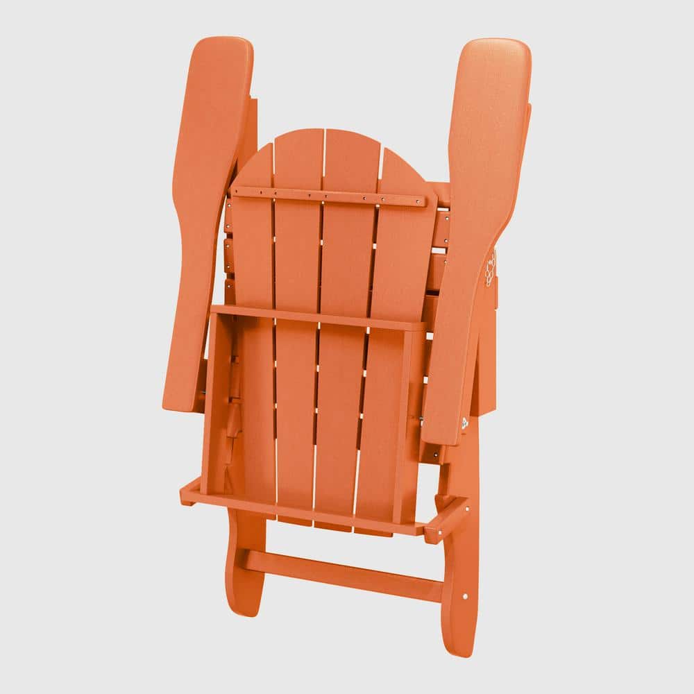 Orange HDPE Folding Adirondack Chairs Set of 2