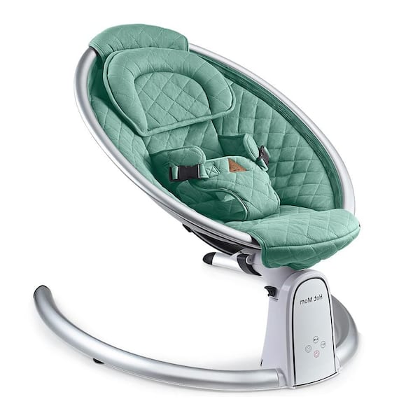 26.77 in. W Green Electric Baby Rocking Chair w/ Bluetooth,Auto Rocking and Music,Intelligent Timer and LED Touch Screen