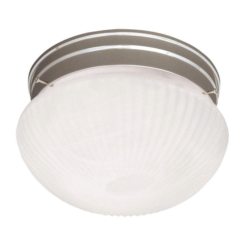 Savoy Satin Nickel 7'' Flush Mount with White Ribbed Marble Glass