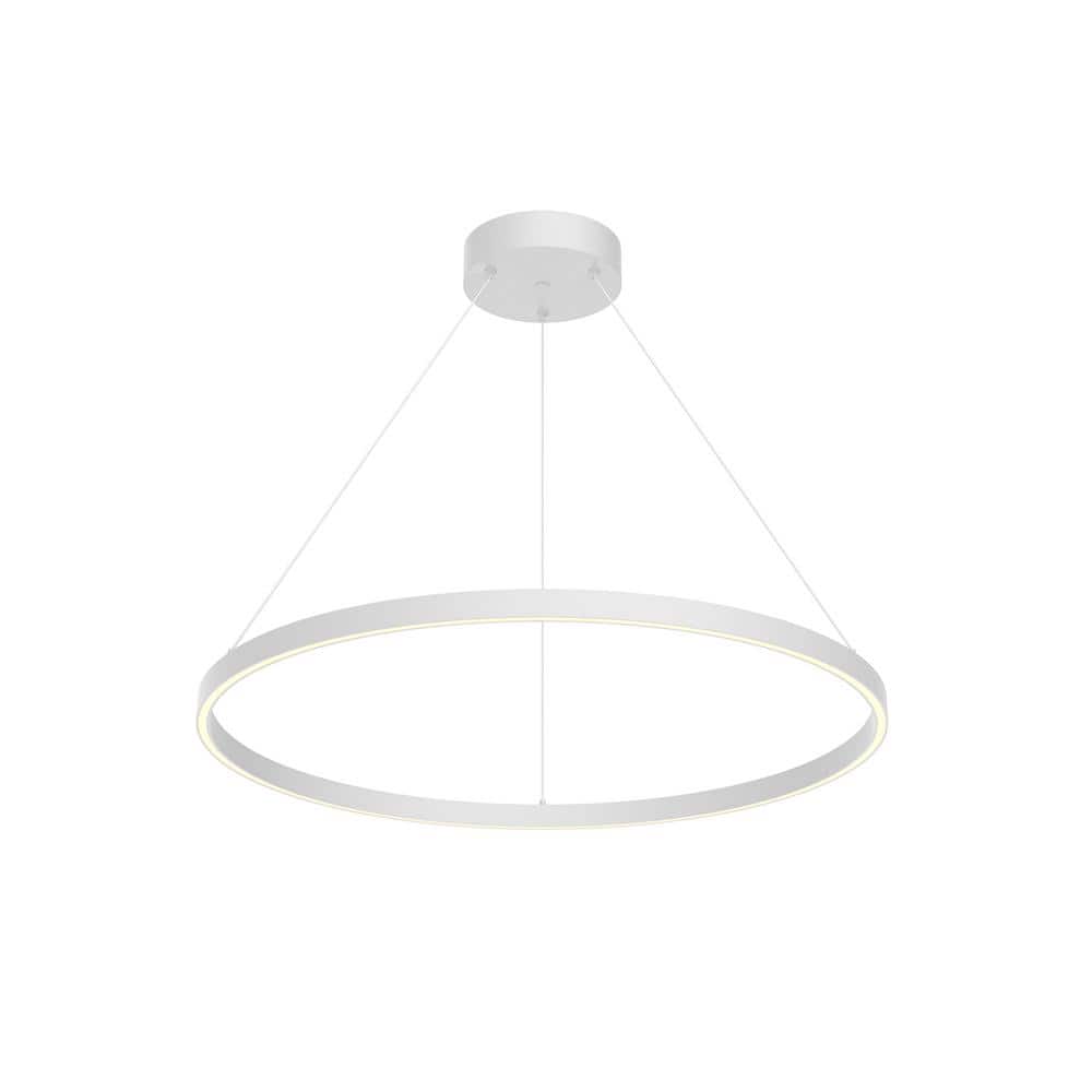 White Aluminum LED Geometric Ring Chandelier
