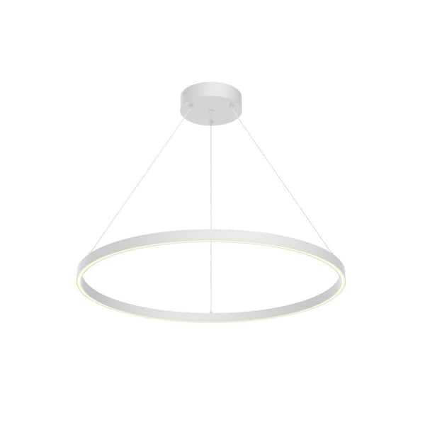 KUZCO Cerchio 32 in. 1 Light 64-Watt White Integrated LED Pendant Light