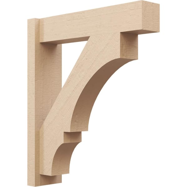 Ekena Millwork 6 in. x 28 in. x 24 in. Balboa Block Rough Cedar Woodgrain Timberthane Polyurethane Outlooker, Primed Tan