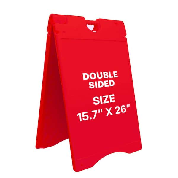 A Frame Sandwich Board-15.7 x 26 in. Display Sidewalk Sign with PVC Sign Protector (Red)