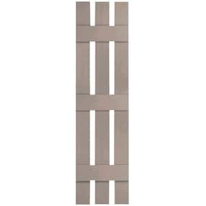 12 in. x 89 in. Lifetime Vinyl Custom Three Board Spaced Board and Batten Shutters Pair Clay