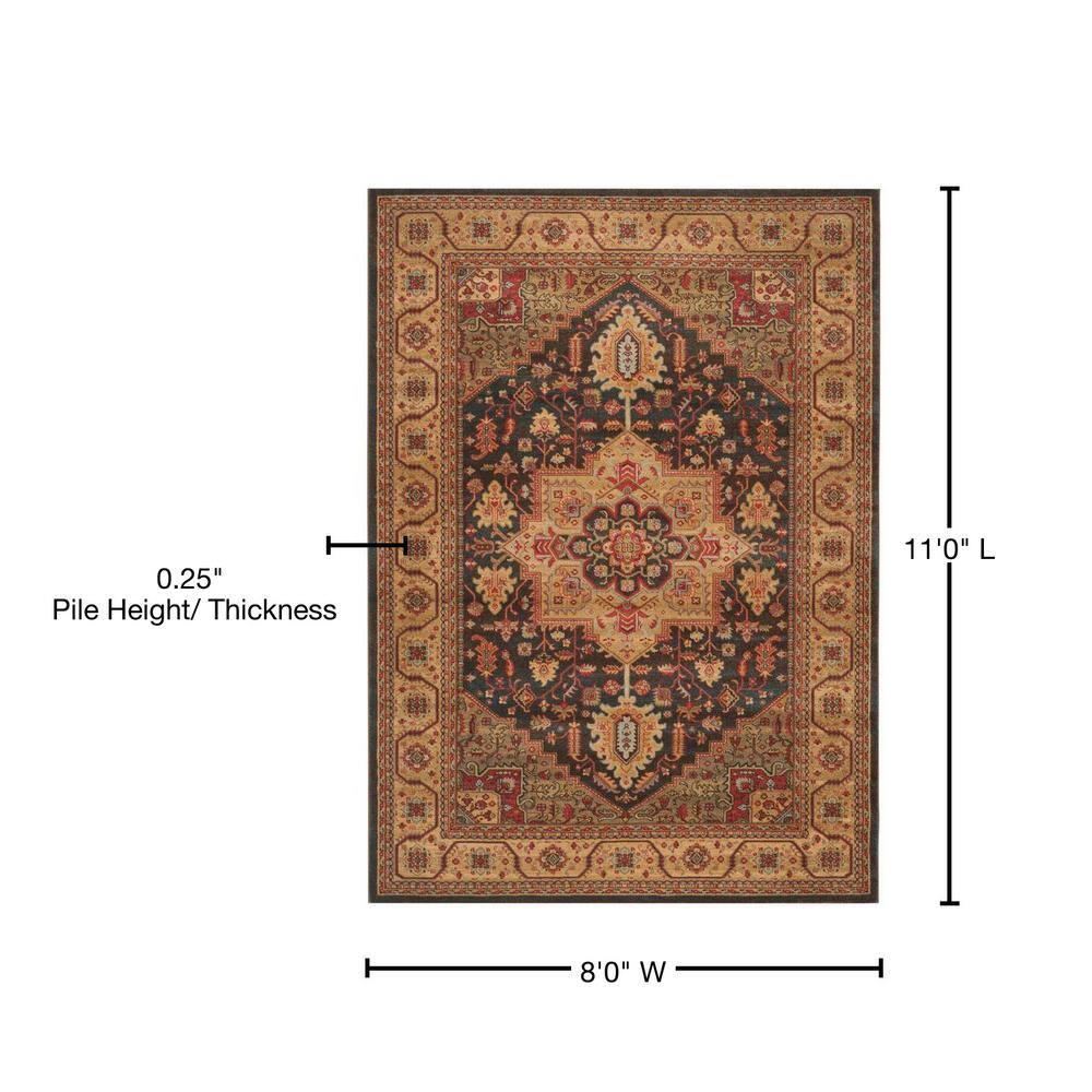 Elegant Navy Rectangular Synthetic Easy-Care Area Rug, 8' x 11'