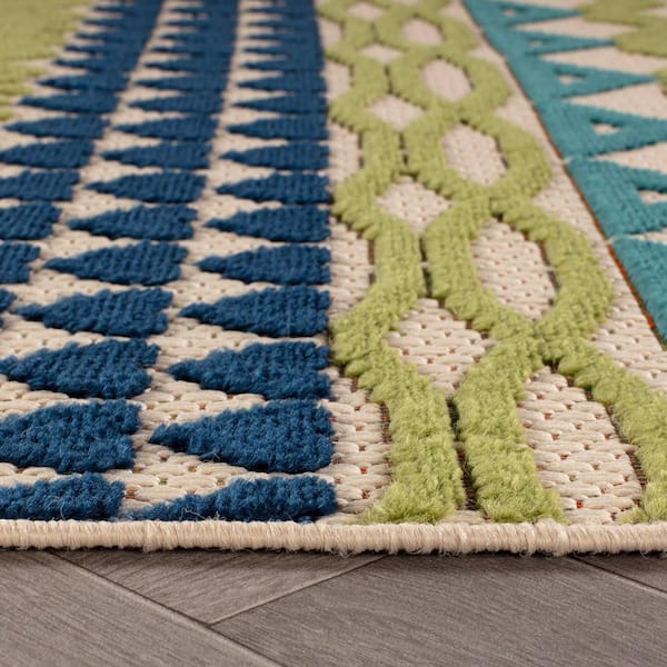 Ronda Contemporary Bohemian Multi 5 ft. x 7 ft. Oval Indoor/Outdoor Area Rug