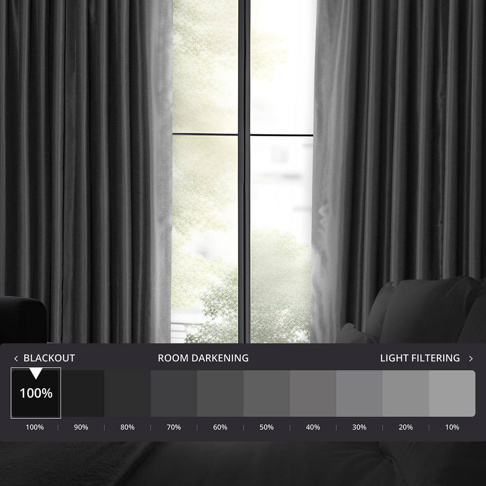Silver Faux Silk Blackout Puddle Length Curtain Panel
