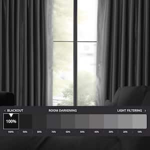 Gray Extra Wide Rod Pocket Blackout Curtain - 100 in. W x 96 in. L (1 Panel)