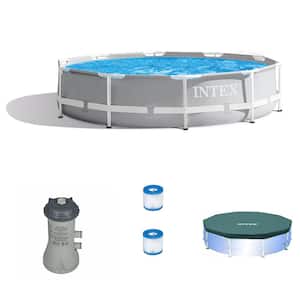 10 ft. Round 30 in. D Hard Side Above Ground Pool with Cartridge Filter Pump, 2 Filters and Cover