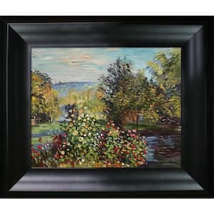 Corner of the Garden at Montgeron by Claude Monet Black Matte Framed Abstract Oil Painting Art Print 13 in. x 15 in.
