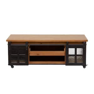 17 in. Brown Rectangle Wood Industrial Coffee Table