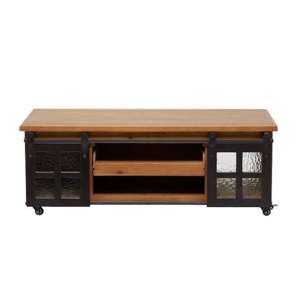 Litton Lane 17 in. Brown Rectangle Wood Industrial Coffee Table