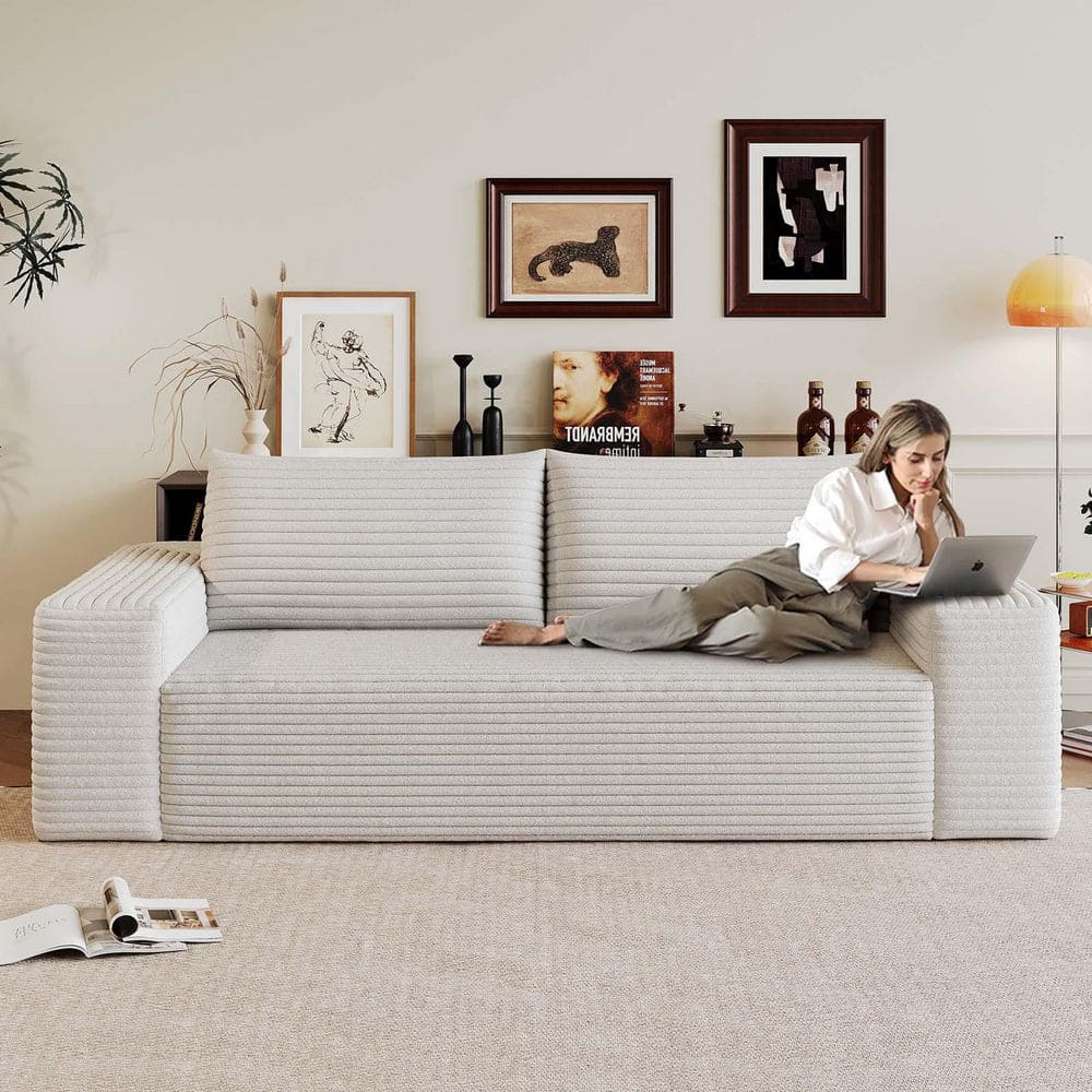 ファブリック 2seaters Sofa 71 in. Corduroy Fabric Modern 2-Seater Loveseat Upholstered Sofa
