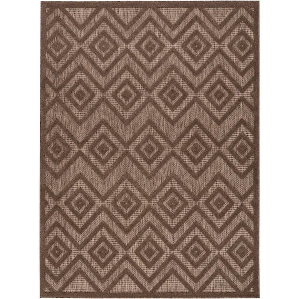 Nourison Versatile Brown 6 ft. x 9 ft. Diamond Contemporary Indoor/Outdoor Area Rug