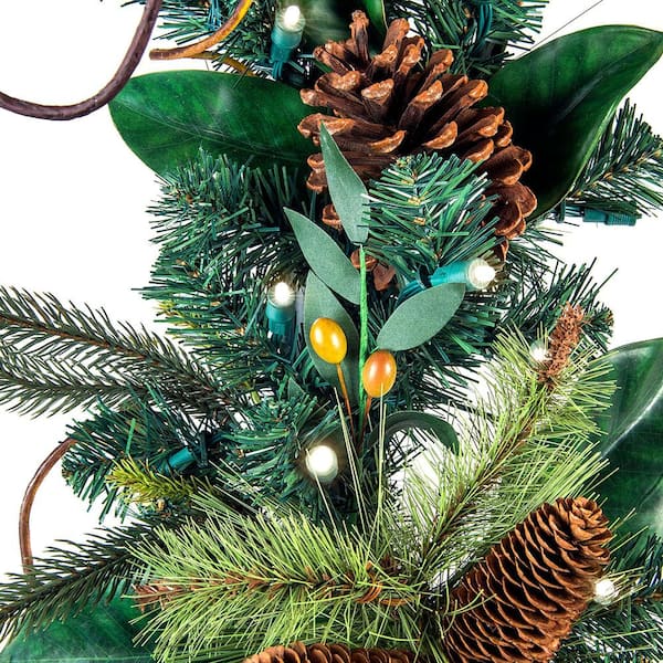 9 ft. Pre-Lit LED Magnolia Leaf Garland