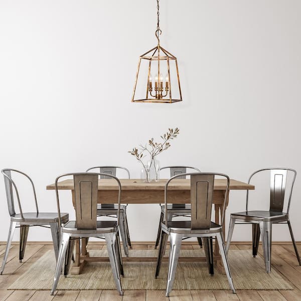 Edvivi Lauren Traditional 14 in. 4-Light Antique Gold Farmhouse Cage Pendant - image 4