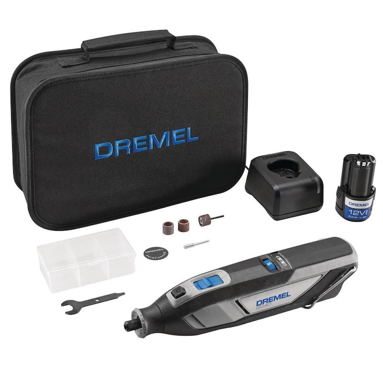 Dremel 12V Li-Ion 2-Amp Variable Speed Cordless Rotary Tool Kit with 2Ah Battery, 1-Charger, 5-Accessories and Storage Bag