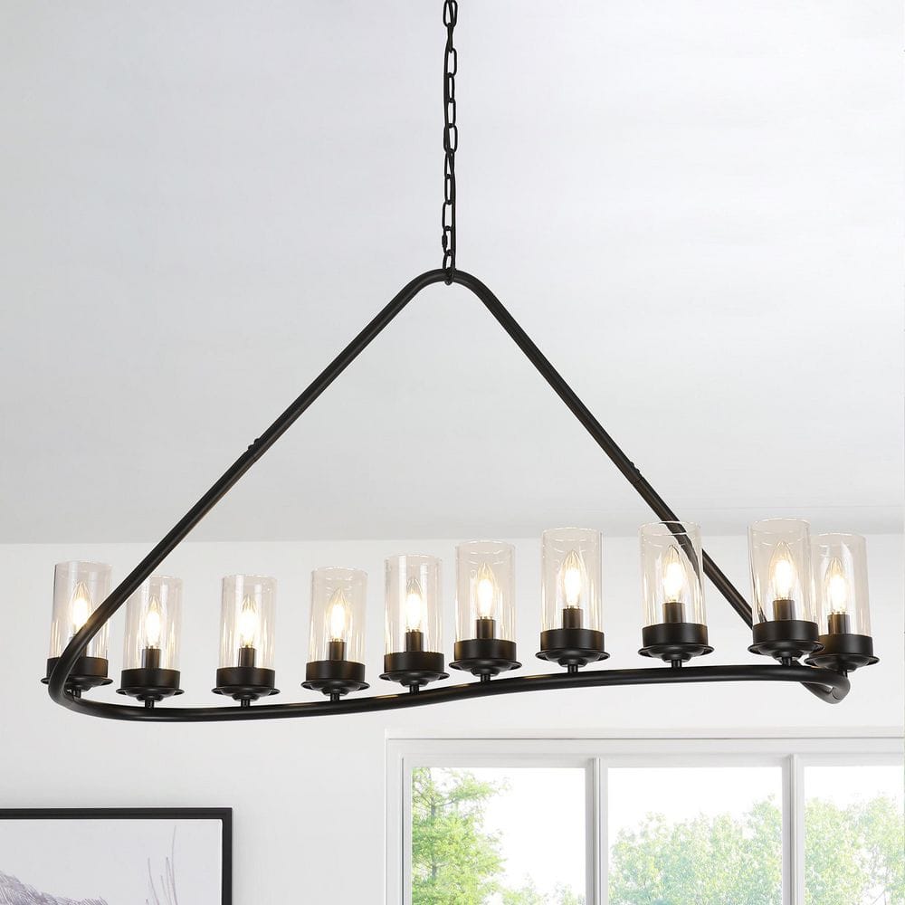 10-Light Black Modern Industrial Candle Style Chandelier with Clear Glass Shades for Dining Room Living Room Foyer price history on PriceWatchPro