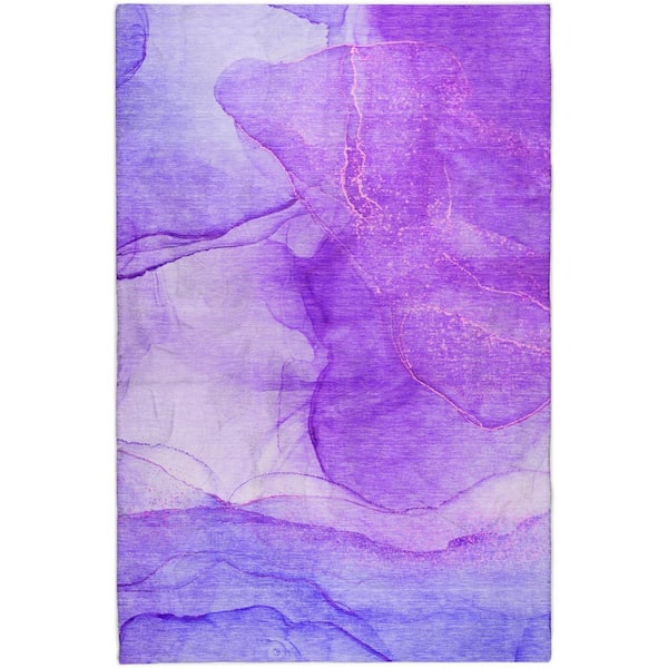 Dream Shag Premium Machine Washable Abstract ADS507 Purple 10 ft. x 14 ft. Area Rug