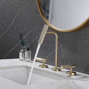 8 in. Widespread Deck Mount 2-Handle Bathroom Faucet in Brushed Gold