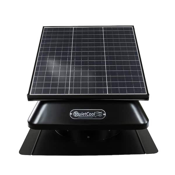 QuietCool - 40-Watt Hybrid Solar/Electric Powered Roof Mount Attic Fan with Included Inverter for Nighttime Cooling
