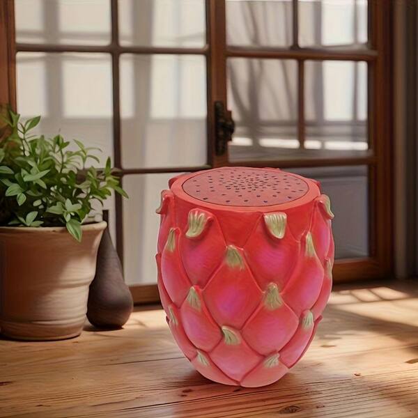 VAMOP 13.4 in. Red Resin Dragon Fruit Stool, Multi-Purpose Side