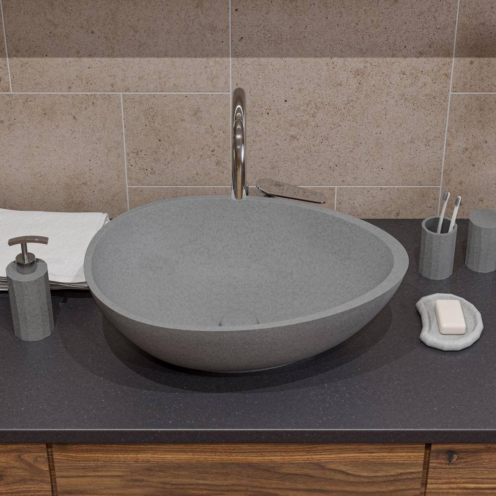 21" Gray Ceramic Oval Vessel Sink