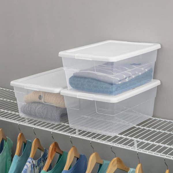 Sterilite Stackable 6 Qt Storage Box Container, Clear, Marine Blue Lid (60  Pack) 12 x 16437406 - The Home Depot