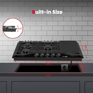 36 in. Gas Cooktop Recessed with 5-Burners and Grill and Griddle