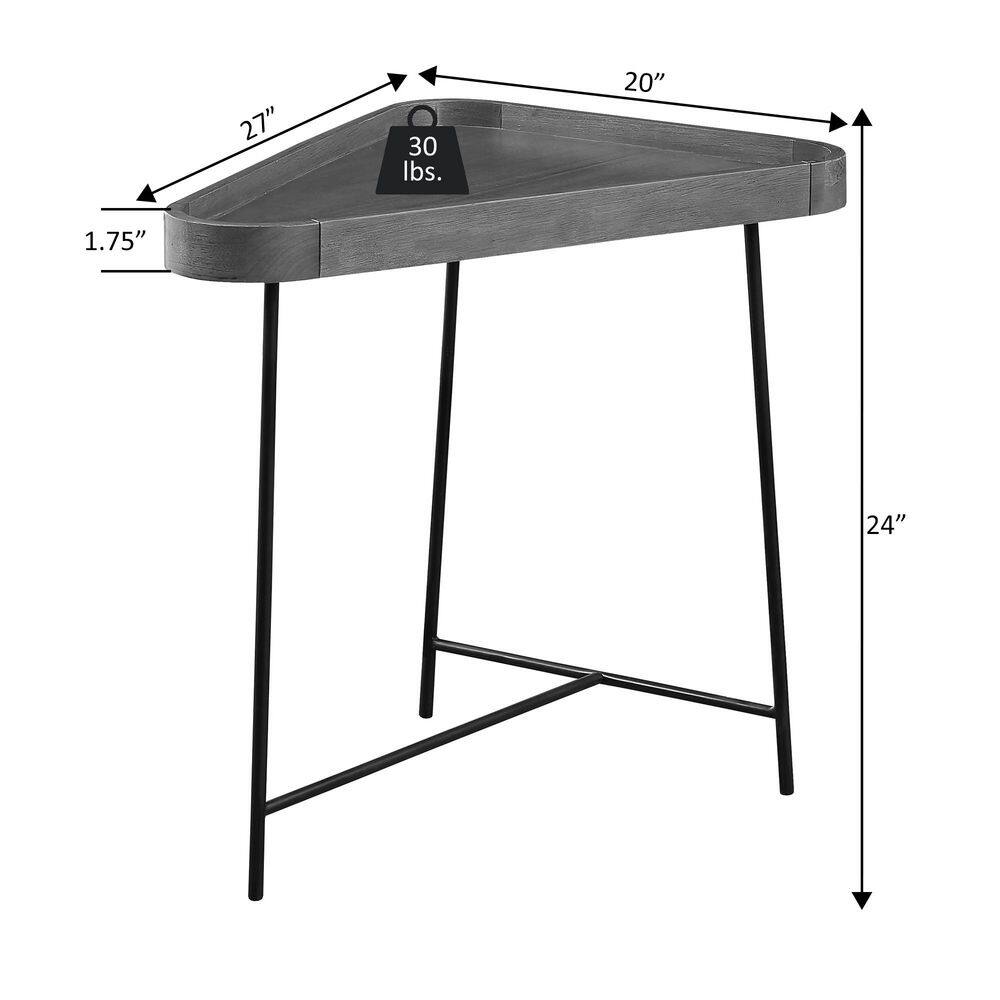 Lunar 27 in. Acacia Driftwood/Black Triangle Wedge MDF End Table - thumbnail 4