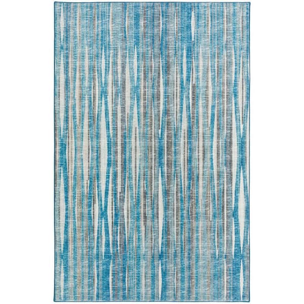 HomeRoots 8 X 10 Blue Ombre Runner Rug