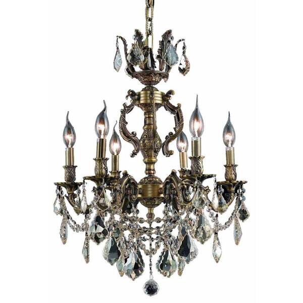 Elegant Lighting 6-Light Antique Bronze Chandelier with Crystal (Clear) Crystal