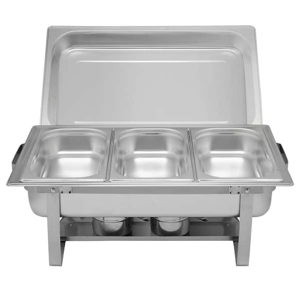 Karl home 8 qt. Rectangular Stainless Steel Chafing Dish with 3-Half Size Food Pans