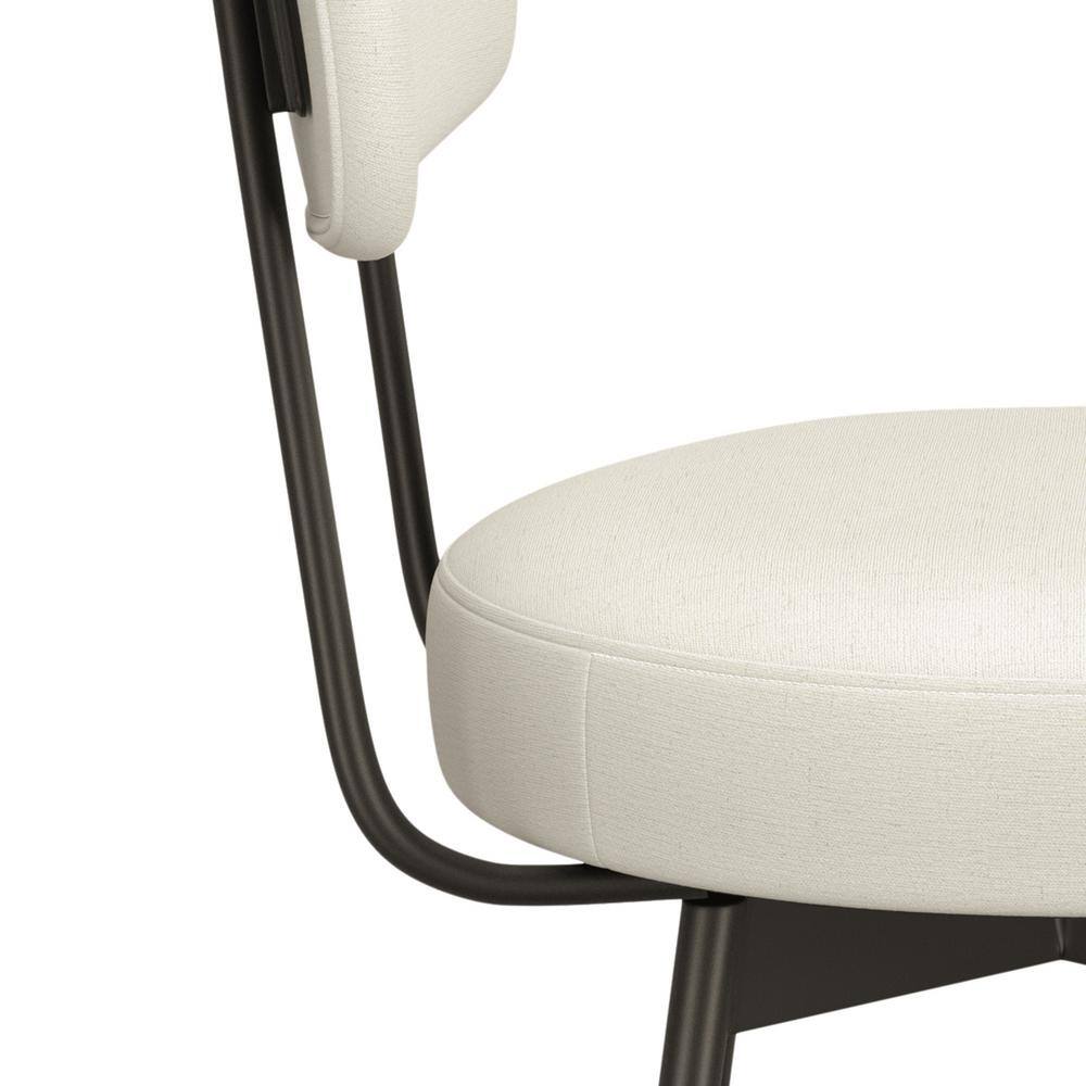 Natural Linen and Metal Swivel Bar Stool Set
