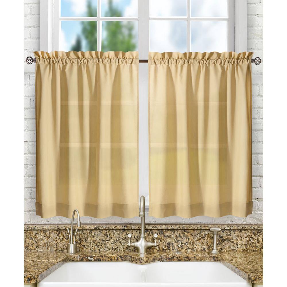 Almond Sheer Cotton Polyester Rod Pocket Window Curtains
