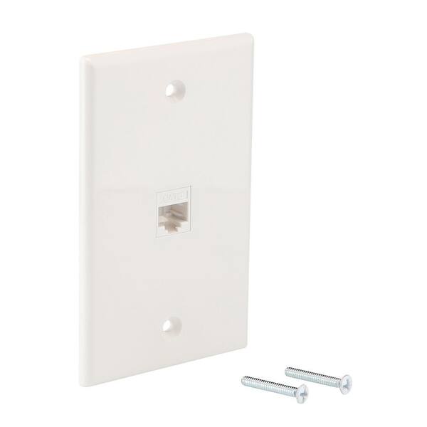 Commercial Electric 1-Gang White Telephone Plastic Wall Plate