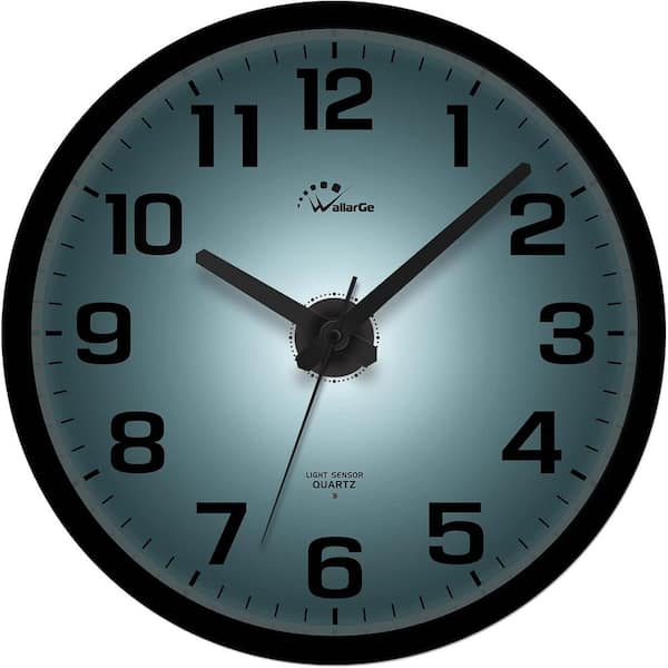 Afoxsos 12 in. Black Digital Night Light Wall Clock Glow in the Dark Battery Operated for Living Room and Kitchen